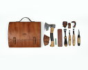 【ウクライナ産】レザーケース付 木彫りツールナイフ&斧セット 【SWAYTOBOR】Wood carving kit