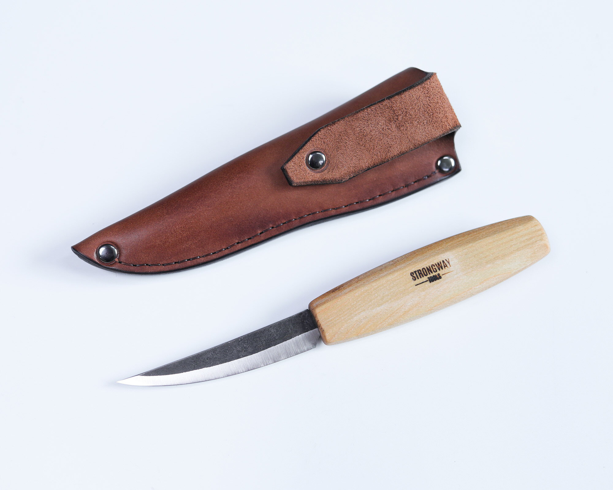 【ウクライナ産】カービングナイフ 八角形ハンドル2　【SWAYTOBOR】レザーシース付き