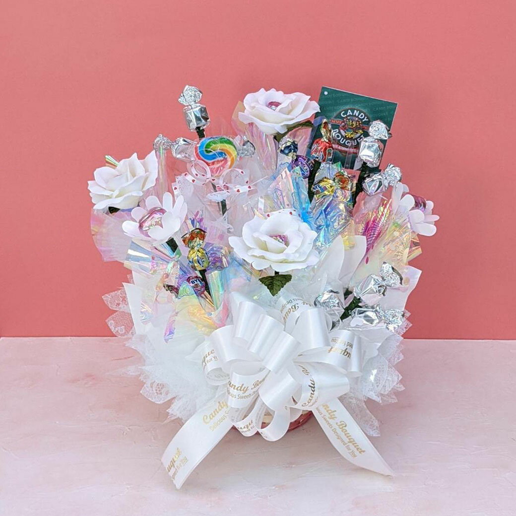ピュアホワイト　キャンディーブーケ キャンディブーケ あす楽【正規販売店】お菓子 ブーケ 花束 チョコレート チョコ キャンディー キャンディ ゼリー 誕生日 お祝い プレゼント 発表会 記念日 結婚 開店祝 出産祝 楽屋見舞い サプライズ ばら バラ ギフト