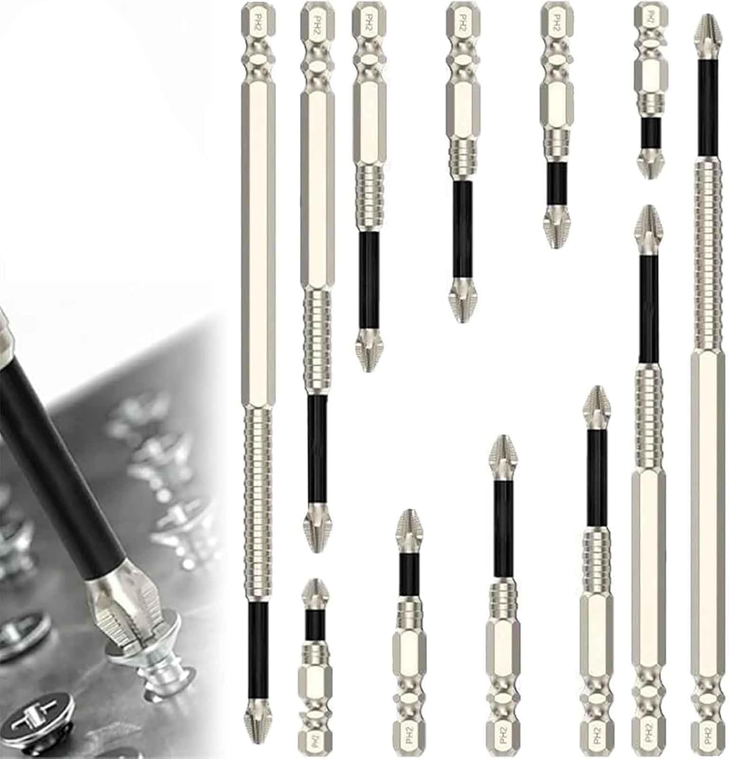 9PCS強力磁気吸着滑り止め耐衝撃ビットセット 多サイズ ドライバーK5ビットセット プラス用 電動ドライバー対応 磁性 高硬度 DIYツール (9点セット) ドライバービットセット