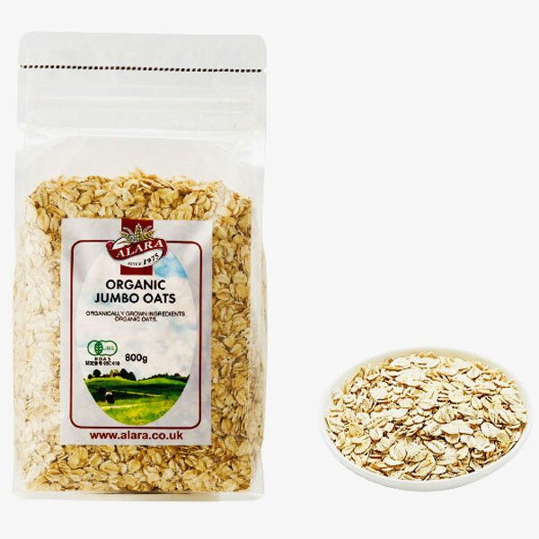 訳あり、在庫処分品、賞味期限2025年12月10日【2袋】アララ オーガニック ジャンボ オーツ(オートミール) 800g