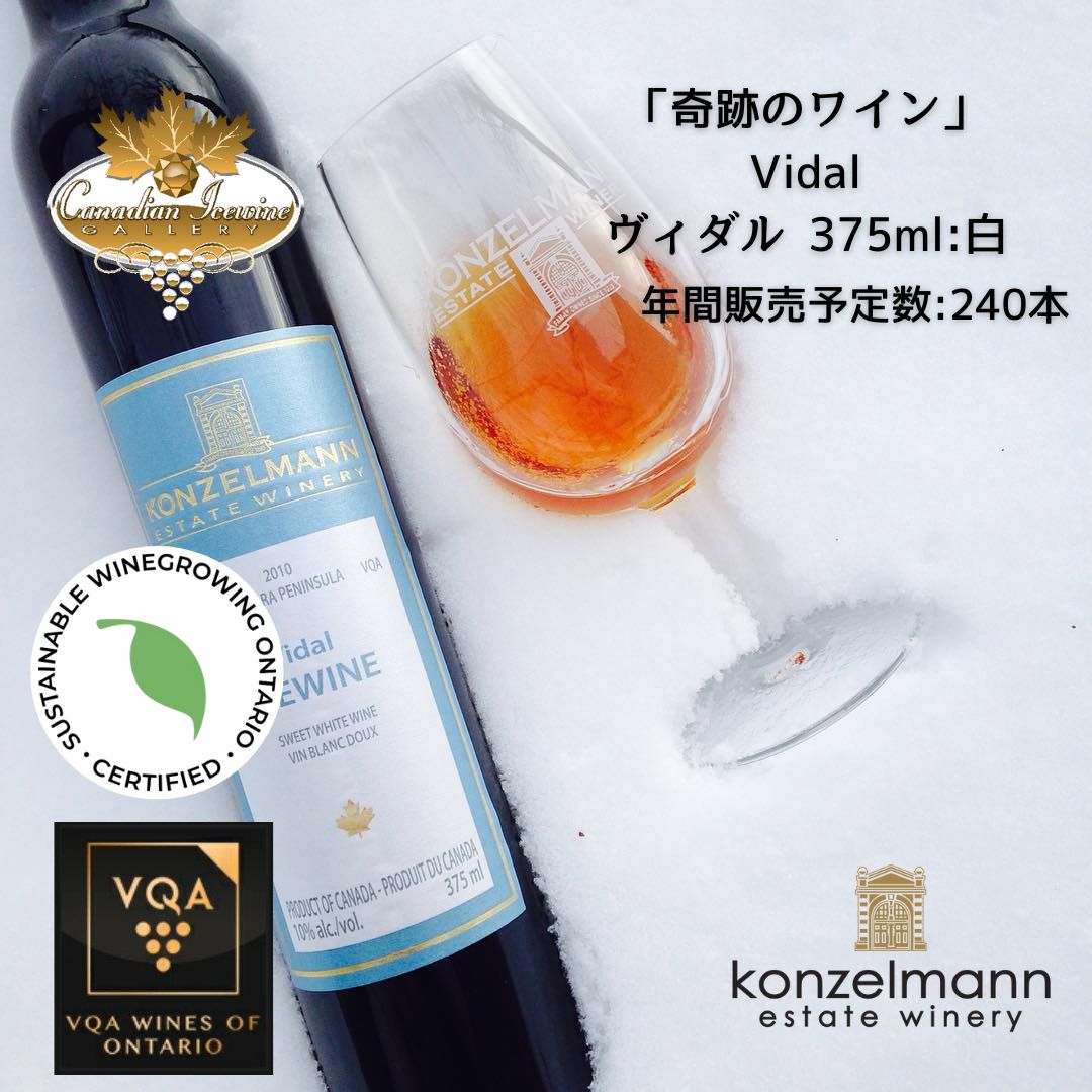 アイスワインギフト ※送料無料※ 【 アイスワイン 】 コンゼルマン ヴィダル 375ml 【 アイスワイン白　極甘口 】 Konzelmann Vidal ◆ カナダワイン デザート icewine 白ワイン VQA 高級 プレゼント 贈り物 誕生日 お祝い 結婚 記念日 女子会 和食 暑中見舞い 残暑見舞い