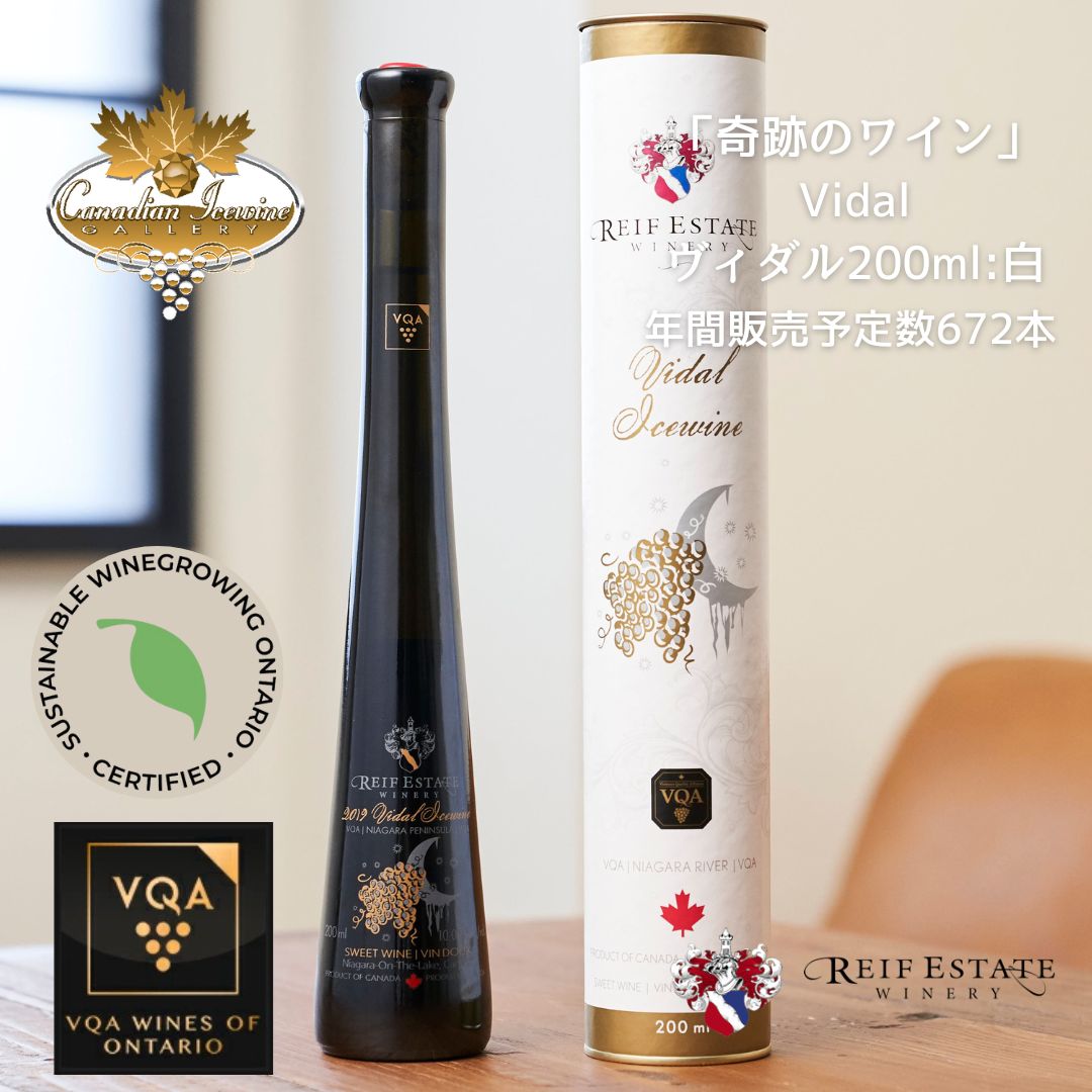 アイスワインギフト ※送料無料※ 【 アイスワイン 】 ライフ ヴィダル 200ml 【 アイスワイン白　極甘口 】 Reif Vidal ◆ カナダワイン デザートワイン icewine 白ワイン VQA 高級 プレゼント 贈り物 誕生日 お祝い 結婚 記念日 女子会 和食 食後 暑中見舞い 残暑見舞い