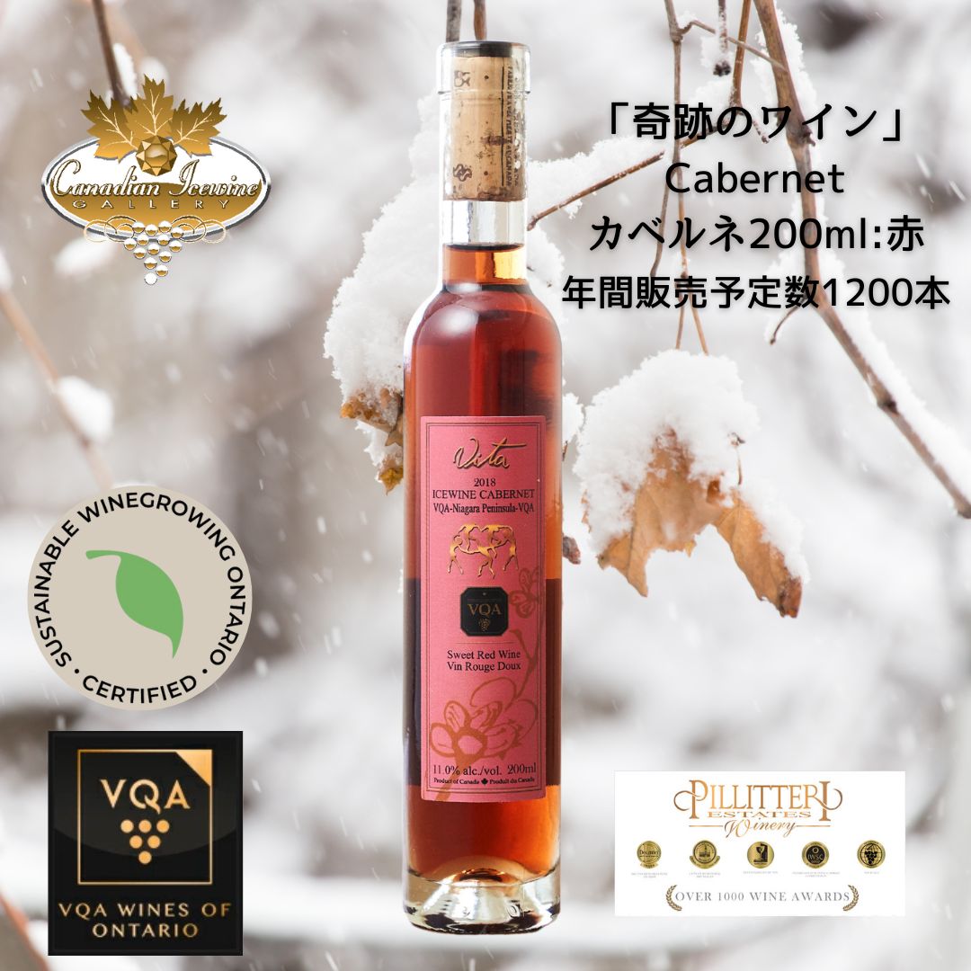 楽天Canadian Icewine Gallery※送料無料※ 【 アイスワイン 】 ピリテリー ヴィタ カベルネ 200ml 【 アイスワイン赤　極甘口 】 Pillitteri Vita Cabernet ◆ カナダワイン デザート icewine 赤ワイン VQA 高級 プレゼント 贈り物 誕生日 お祝い 結婚 記念日 女子会 和食 暑中見舞い 残暑見舞い