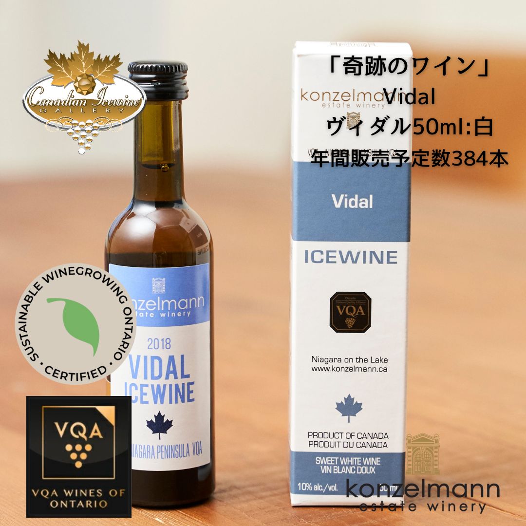 ※送料無料※ 【 アイスワイン 】 コンゼルマン ヴィダル 50ml 【 アイスワイン白　極甘口 】 Konzelmann Vidal ◆ カナダワイン デザート icewine 白ワイン VQA 高級 プレゼント 贈り物 誕生日 お祝い 結婚 記念日 女子会 和食 暑中見舞い 残暑見舞い