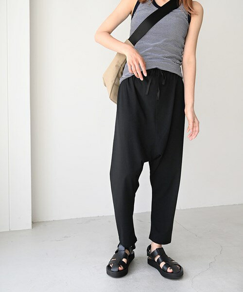 harmonie -OrganicCotton-(アルモニ オーガニックコットン)天竺リラックスサルエルパンツキャナルジーン CANALJEAN レディース ボトムス　パンツ　サルエル　ストレッチ　ストレスフリー　楽ちん　オーガニックコットン　シンプル　カジュアル