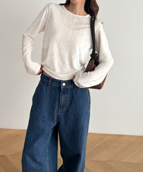 【セットアップ対応】【送料無料】MillerベロアパネルリブロングスリーブTeeキャナルジーン CANALJEAN レディース ミラー トップス Tシャツ 長袖 無地 光沢 クルーネック シンプル カジュアル おしゃれのサムネイル