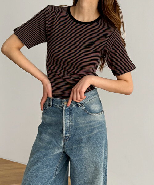 MillerクルーネックTシャツキャナルジーン CANALJEAN レディース トップス カットソー 半袖 ボーダー コンパクト インナー レイヤード カジュアル シンプル おしゃれのサムネイル