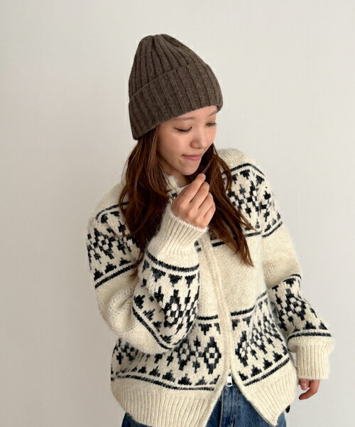 El marリブニットキャップキャナルジーン CANALJEAN El mar エルマール レディース メンズ ユニセックス ファッション雑貨 小物 帽子 ニット帽 ニットキャップ ニットCAP ビーニー リブ 保温 ウール 無地 シンプル カジュアル おしゃれのサムネイル