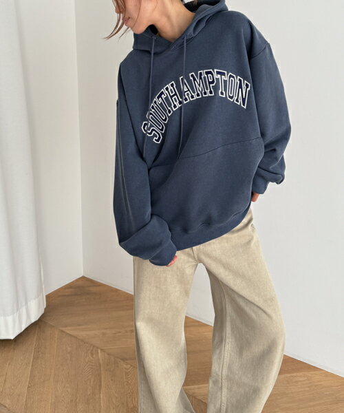 【送料無料】El mar"SOUTH"ピグメントパーカー 裏毛キャナルジーン CANALJEAN El mar エルマール レディース トップス スウェット 長袖 ロゴ プリント フード おしゃれ シンプル カジュアルのサムネイル