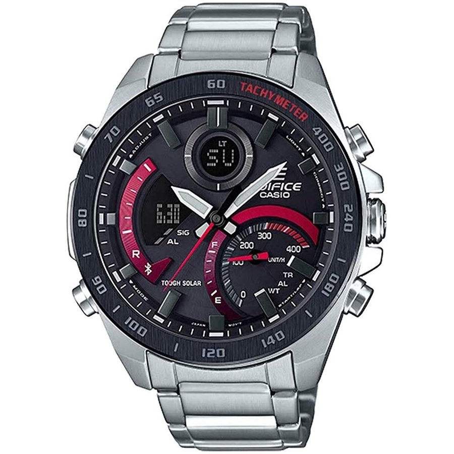 カシオ エディフィス 腕時計（メンズ） 腕時計 スポーティー クロノグラフ 防水 CACIO カシオ ECB-900DB-1A メンズ カレンダー アナデジ エディフィス ブラック レッド ステンレス Bluetooth EDIFICE 時計 ウォッチ スマートフォンリンク 並行輸入品