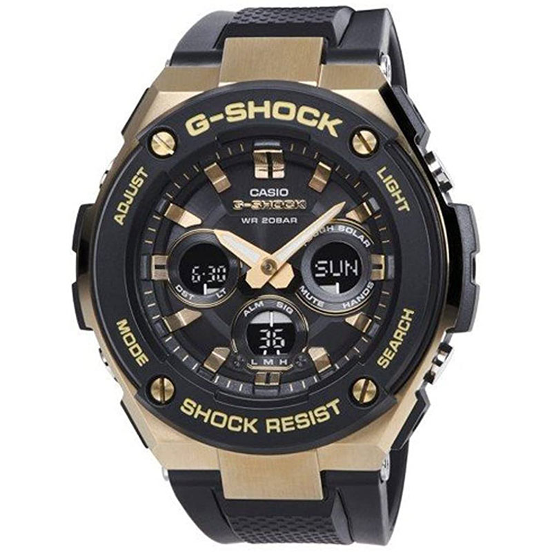 腕時計 高級感 カジュアル 防水CASIO カシオ GST-S300G-1A9 G-SHOCK Gショック G-STEEL タフソーラー カレンダー アナデジ ゴールド ブラック ミドルサイズ メンズ 並行輸入品 父の日 プレゼント