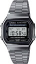 カシオ 腕時計 メンズ レディース ブラック メタリックグレー A168WGG-1A CASIO