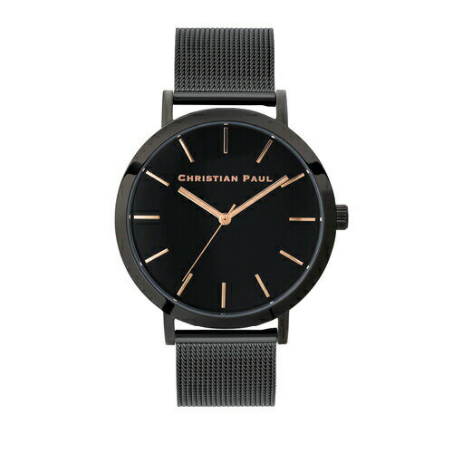 腕時計 ユニセックス アナログ メッシュ シンプルChristian Paul クリスチャンポール 43mm-RBB4318メンズ レディース ブラック RAW ロウ ファッションウォッチ 並行輸入品