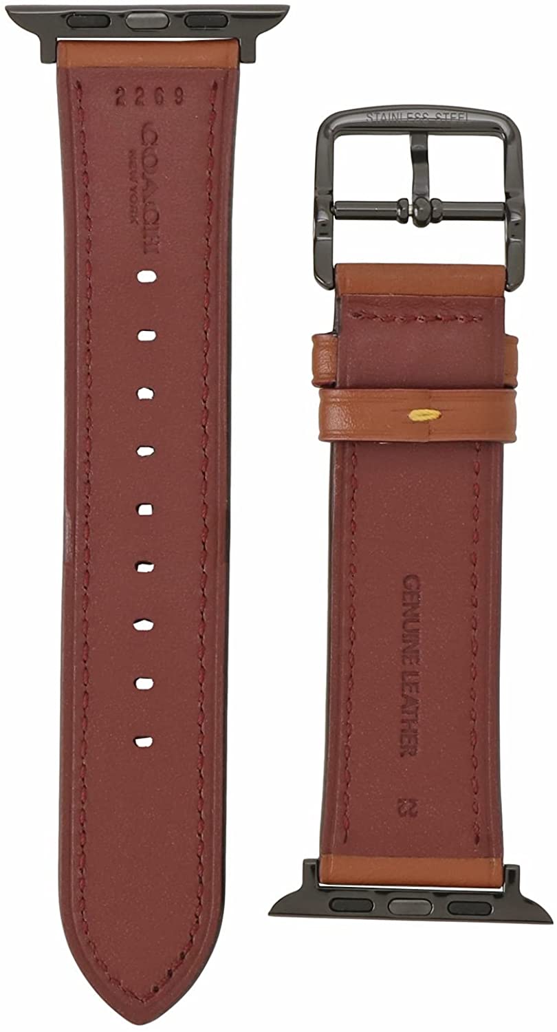 コーチ アップル ウォッチ専用ベルト レディース ブラウン シンプル COACH 42mm 44mm カーフスキンレザ..