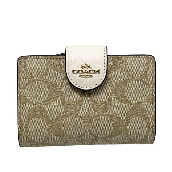 コーチ 二つ折り財布 C0082 IMDQC ライトカーキ×チョーク レディース COACH