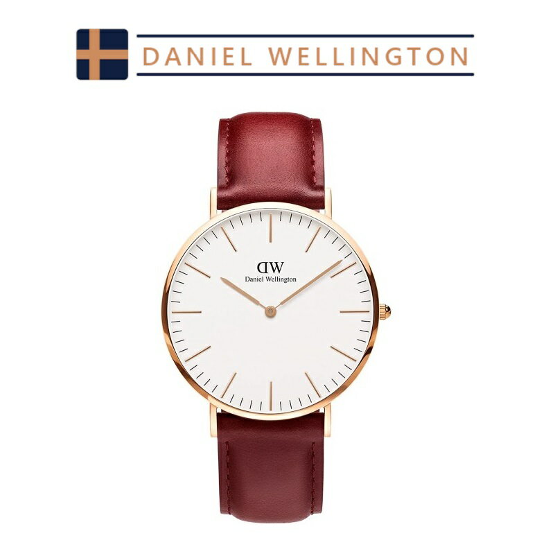 ダニエルウェリントン メンズ腕時計 ダニエルウェリントン メンズ 腕時計 ベルト レザー ホワイト レッド Daniel Wellington Classic 40mm DW00100120 並行輸入品 かっこいい カッコイイ オシャレ おしゃれ