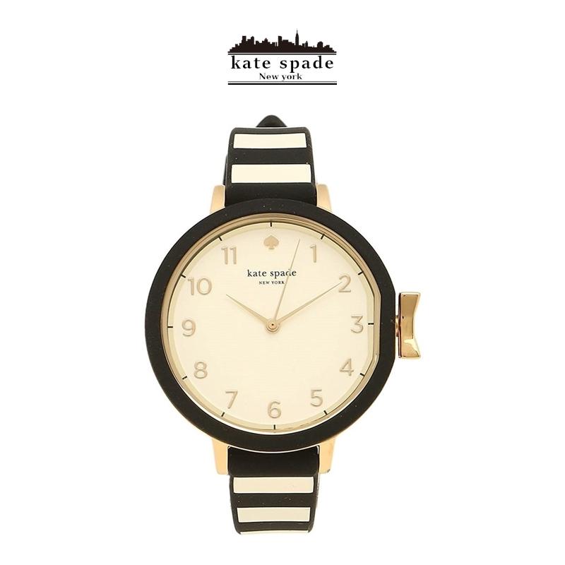 腕時計 オシャレ カジュアル リボン シリコンKate Spade ケイトスペード KSW1313 Wristwatch Ladies レディース PARK ROW パークロウ Quartz クオーツ Ivory アイボリー Black ブラック Watch 時計 ファッションウォッチ ボーダー 並行輸入品