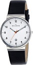 スカーゲン 腕時計（メンズ） スカーゲン 腕時計 メンズ ブラック ホワイト レザー クオーツ カレンダー SKAGEN SKW6024