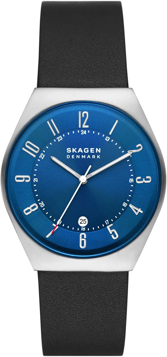 スカーゲン 腕時計（メンズ） スカーゲン 腕時計 メンズ ブラック ブルー クオーツ レザー カレンダー SKAGEN SKW6814