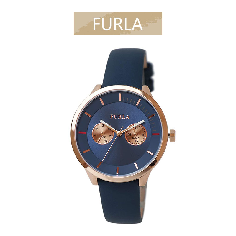 腕時計 レディース ネイビー シンプル フルラ クオーツ カレンダー レザー FURLA R4251102549 並行輸入品
