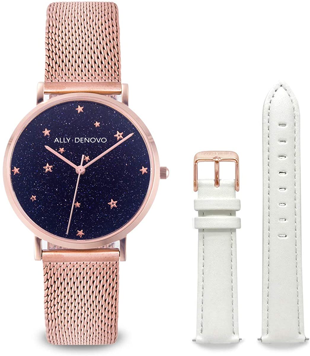 腕時計 ファッションウォッチ 星空 防水ALLY DENOVO アリーデノヴォ AF5017-2レディース クオーツ Starry Night BeltSet 36mm スタリーナイト レザーベルト付き 新生活 並行輸入品