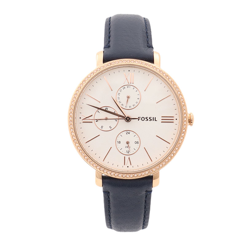 フォッシル 腕時計 レディース ブルー ホワイト クオーツ カレンダー レザー FOSSIL ES5096