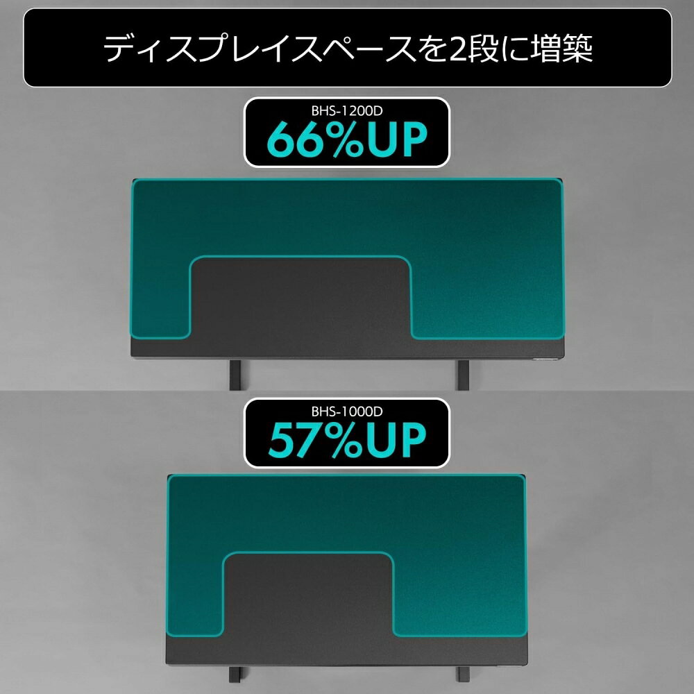バウヒュッテ専門店 フィギュア デスクラック BHS-1200D-BK デスクを2階建てにする...