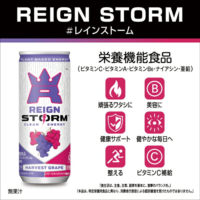 アサヒ レインストーム ハーベストグレープ 250ml 缶 90本 (30本入×3 まとめ買い) 炭酸飲料 エナジードリンク 栄養機能食品 ゼロシュガー cancan-10028234 専門店 中江 サンプル画像3