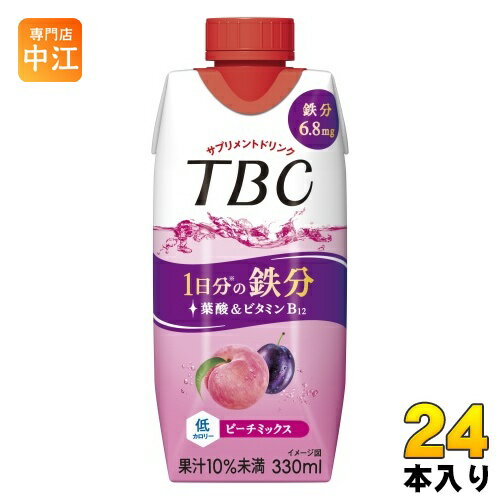 森永乳業 TBC 1日分の鉄分 ピーチミックス 330ml 紙パック 24本 (12本入×2 まとめ買い) 桃 サプリメント