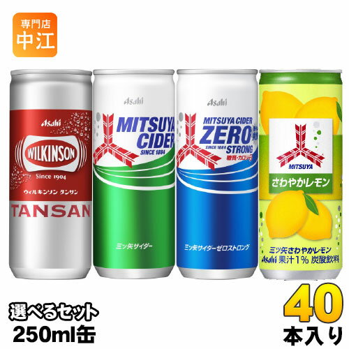 ウィルキンソン 三ツ矢サイダー 250ml 缶 選べる 40本 (20本×2) アサヒ 炭酸飲料 炭酸水 選り取り よりどり タンサン ゼロストロング さわやかレモン