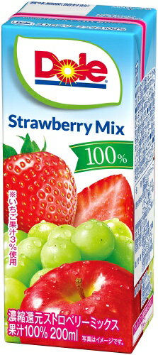 専門店 中江の雪印メグミルク Doleストロベリーミックス100% 200ml 紙パック 36本 (18本入×2 まとめ買い) 果実ミックスジュース 濃縮還元｜アングル2