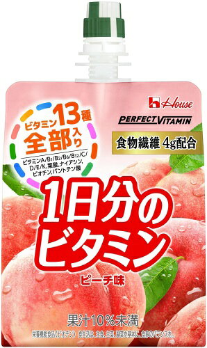 ハウスウェルネス PERFECT VITAMIN 1日分のビタミンゼリー 食物繊維 ピーチ味 180g パウチ 48個 (24個入×2 まとめ買い) ゼリー飲料 栄養機能食品 cancan-10017789 専門店 中江 サンプル画像2