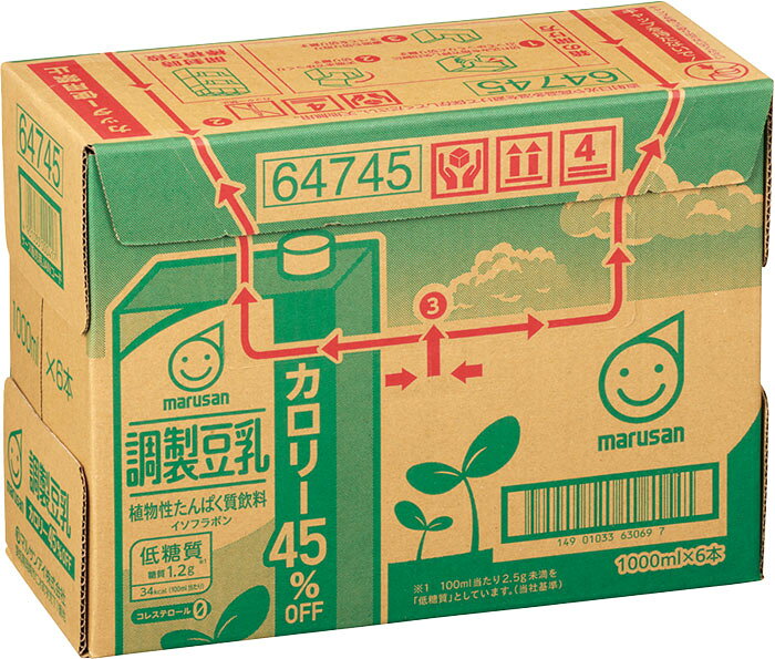 マルサンアイ 調製豆乳 カロリー45％オフ 1000ml 紙パック 12本 (6本入×2 まとめ買い) イソフラボン ソイミルク 1L 低糖質