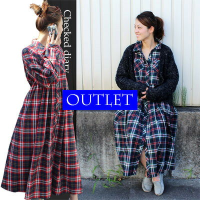 ≪アウトレット≫チェック大好き！＜ チェックダイアリー ＞　ネルシャツ　ワンピース　レディースファッ..