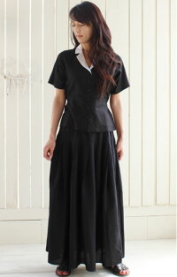 麻の白襟シャツ