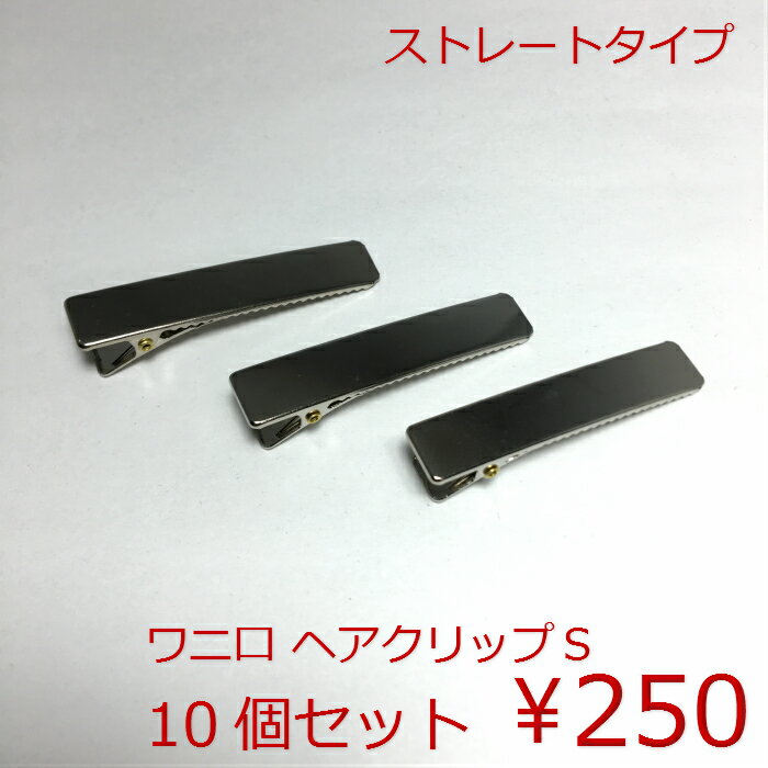 ワニ口　ヘアクリップS（ストレートタイプ）【10個セット　1個あたり25円（税込）】