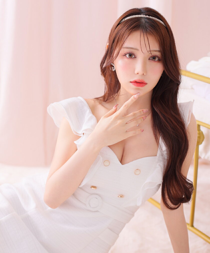 【DEA. by ROBE de FLEURS/ディアバイローブドフルール】ツイード/ ボタン/ フリルスリーブ/ スリット/ マーメイド/ ミディドレス/ ロングドレス/ キャバドレス/ ワンピース [DE3237] S/M/L 上品 ミディアムドレス 膝下丈 パーティー マキシ ブラ着用可 ミモレ