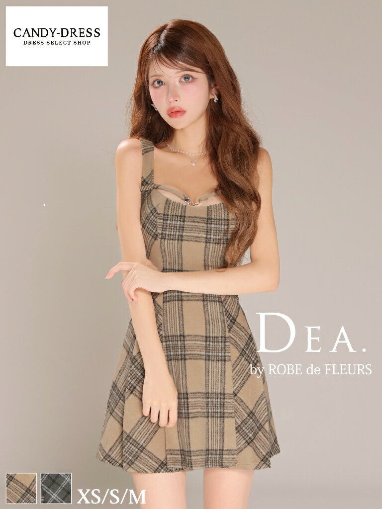 Rakuten - 【DEA. by ROBE de FLEURS/ディアバイローブドフルール】起毛チェック/ 切り替え/ スクエアネック/ ノースリーブ/ フレア/ ミニドレス/ キャバドレス/ ワンピース [DE4608] ローブド ナイトドレス パーティー Aライン シンプル 上品 柄