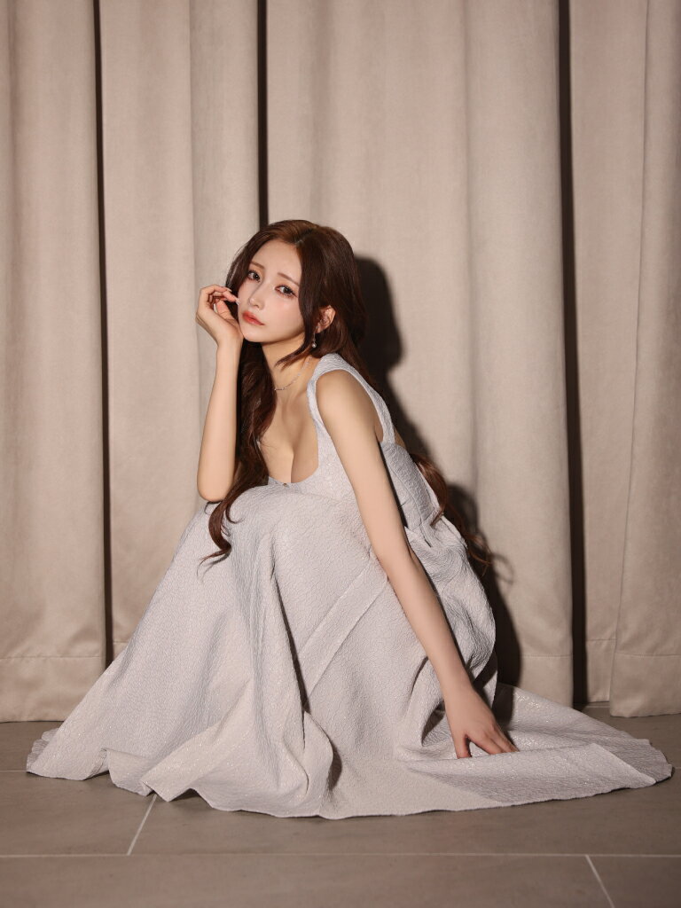 【les fetes de fleurs】【DEA. by ROBE de FLEURS / ディアバイローブドフルール】ラメ/ フラワー/ ジャガード/ ジッパー/ ノースリーブ/ 背中あき/ リボン/ フレア/ ロングドレス/ ミディドレス/ キャバドレス / ワンピース/ ドレス [LF4635] Aライン ナイトドレス