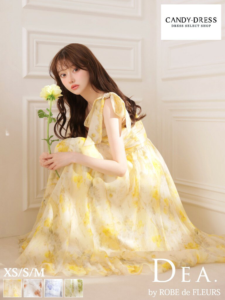 【DEA. by ROBE de FLEURS / ディアバイローブドフルール】フラワープリント/ 花柄/ シフォン/ 2WAY/ 肩リボン/ キャミ/ ノースリーブ/ フレア/ ミディドレス/ ミディアムドレス/ ロングドレス/ キャバドレス/ ワンピース [DE3499] Aライン ノースリーブ マキシワンピ（楽天・CANDY-DRESS【キャンディドレス】）