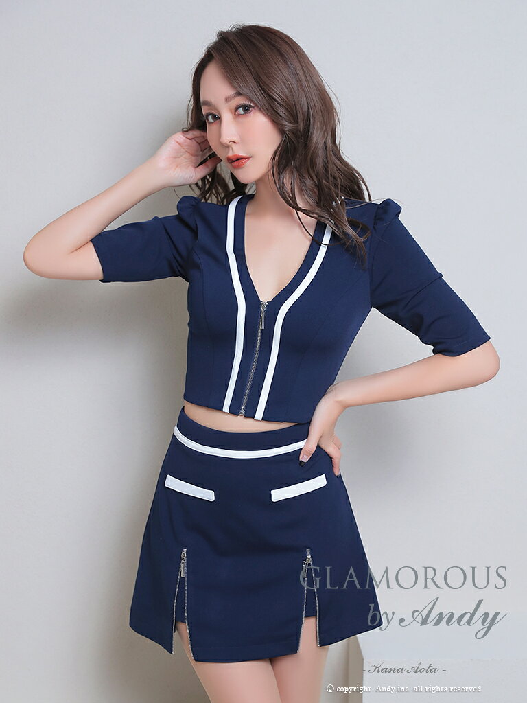 【GLAMOROUS by Andy / グラマラスバイアンディ】バイカラー/ ジッパー/ Vネック/ ...