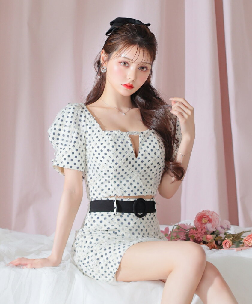 【ROBE de FLEURS / ローブドフルール】ドット/ レース/ バストカット/ ベルト/ パ...
