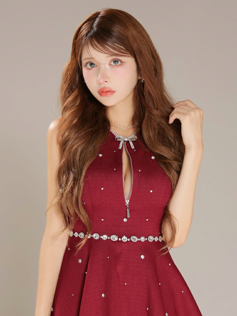 【一部予約(8月中〜下旬頃)】【ROBE de FLEURS / ローブドフルール】ビジュー/ ジッパー/ リボン/ ノースリーブ/ フレア/ ミニドレス/ キャバドレス / ワンピース/ ドレス [fm3618] パーティードレス 可愛い 人気 ノースリーブ Aライン ナイトドレス ミニワンピ キラキラ candy-dress-10010802 CANDY-DRESS【キャンディドレス】 サンプル画像2