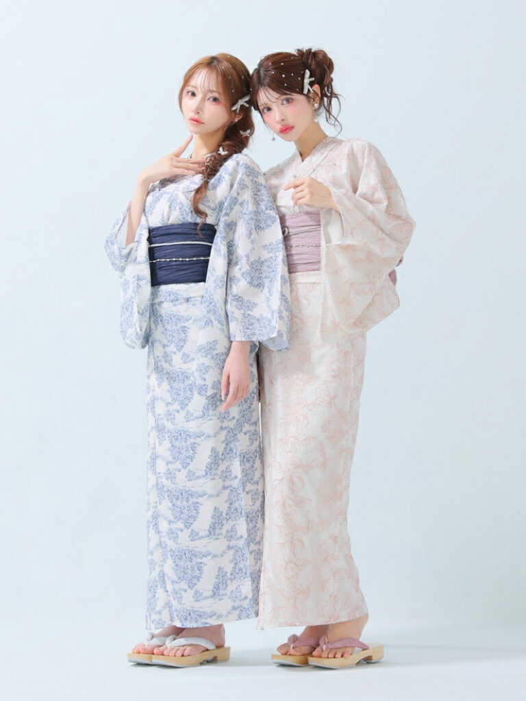 【最短即日発送】【浴衣・帯・帯紐セット】【ROBE de FLEURS / ローブドフルール】Sheer floral embroidered lace yukata [fm4220] [fm3379] 刺繍レース ビジュー 浴衣 キャバクラ キラキラ 華やか 3点セット ゆかた お祭り ろーぶど 限定 兵児帯 キャバドレス