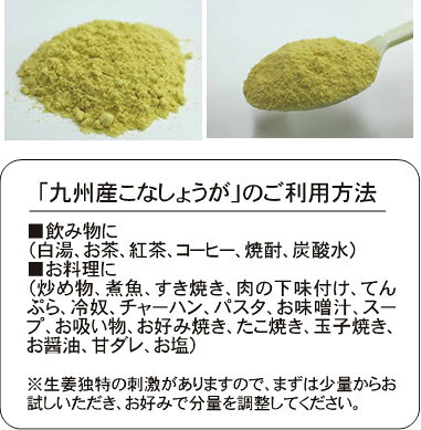 ＜7/19〜7/26限定★最大100%ポイントバック＞九州産 こなしょうが 60g (メール便送料無料) 「薬味としてはもちろん、お料理の味付けにも。生姜とお茶で手軽にジンジャーティーを。」生姜 ショウガ 粉 粉末 candy-10223012 キャンディコムウェア サンプル画像2