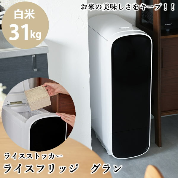 251 L - 365 L - 【3600円OFFクーポン】【正規販売店／メーカー直送】ライスフリッジ グラン 白米31kg (送料無料) お米専用冷蔵庫 冷蔵 保冷 米びつ ライスストッカー 米櫃 新鮮 お米 保存 保管 保冷庫 鮮度キープ AI搭載 簡単操作 スタイリッシュ 人気 ギフト プレゼント