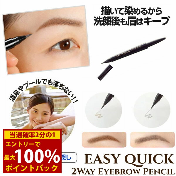 イージークイック 2WAY アイブロウ ペンシル (メール便送料無料) 白髪隠し 薄毛隠し 生え際 眉タトゥー 時短 コスメ 筆ペンタイプ リキッド ペンシル サンレスタンニング