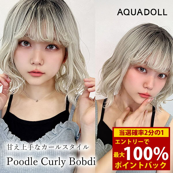 ＜2/18～2/23限定★最大100%ポイントバック＞アクアドール プードルカーリーボブディ [wg359] (送料無料) フルウィッグ ウィッグ 女性 レディース ミディアム ボブ ウェーブ パーマ カール ブラウン ベージュ ブロンド プリン アッシュ ハイトーン コスプレ ボブスタイル