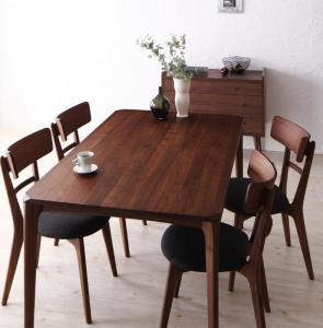 樂天商城 - ダイニングセット 4人 天然木 ウォールナット 無垢 おしゃれ 5点セット(テーブル+チェア4脚) 幅150